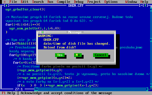 Turbo C++ 3.0 - navrat z programu